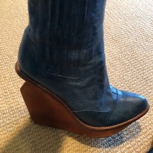 Jeffrey campbell platform wedge boots blue